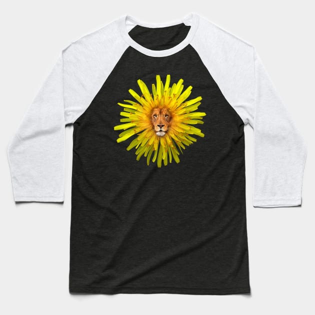 Lion Sun Flower Baseball T-Shirt by MaryBoughton